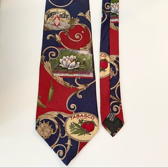 Vintage Tabasco Hot Sauce Brand Silk Tie - Picture 1 of 4